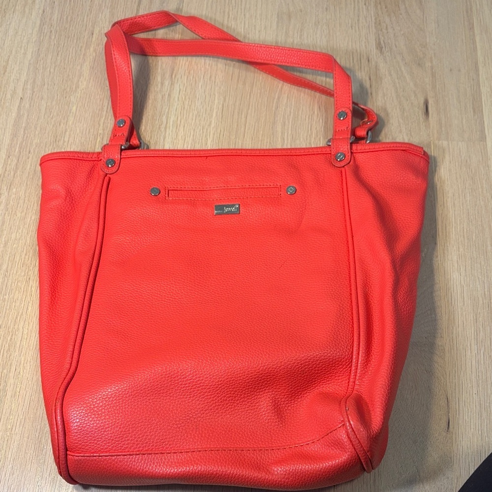 Jane Coral Leather Tote Bag